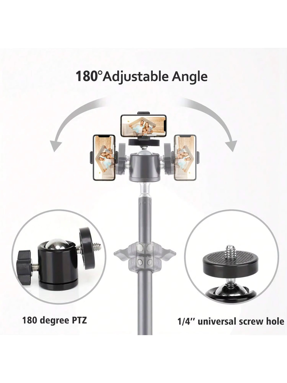 1pc 63-inch With Foldable Tripod & Phone Holder Clip 160.02 Cm Multifunctional Tripod, Tripod For Phone And Camera